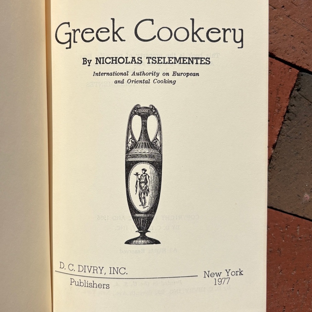 1977 Greek Cookery Nicholas Tselementes Greece European Oriental Cooking Lamb